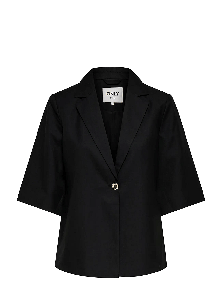 ONLY - ONLBAIA 2/4 LINEN BL BLAZER TLR - enkeltspente blazere - black - 1