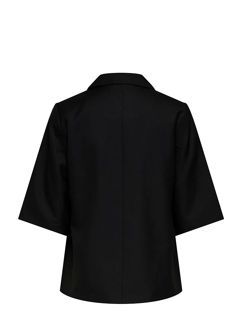ONLY - ONLBAIA 2/4 LINEN BL BLAZER TLR - enkeltradede blazere - black - 2