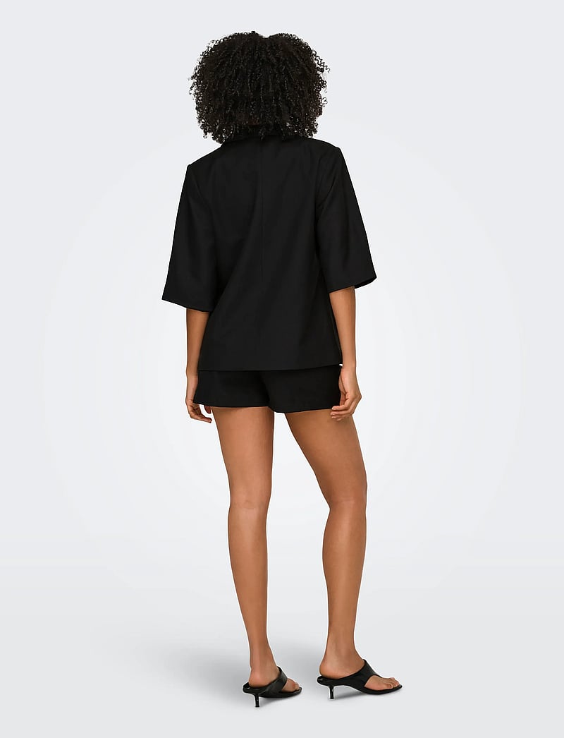 ONLY - ONLBAIA 2/4 LINEN BL BLAZER TLR - enkeltradede blazere - black - 3