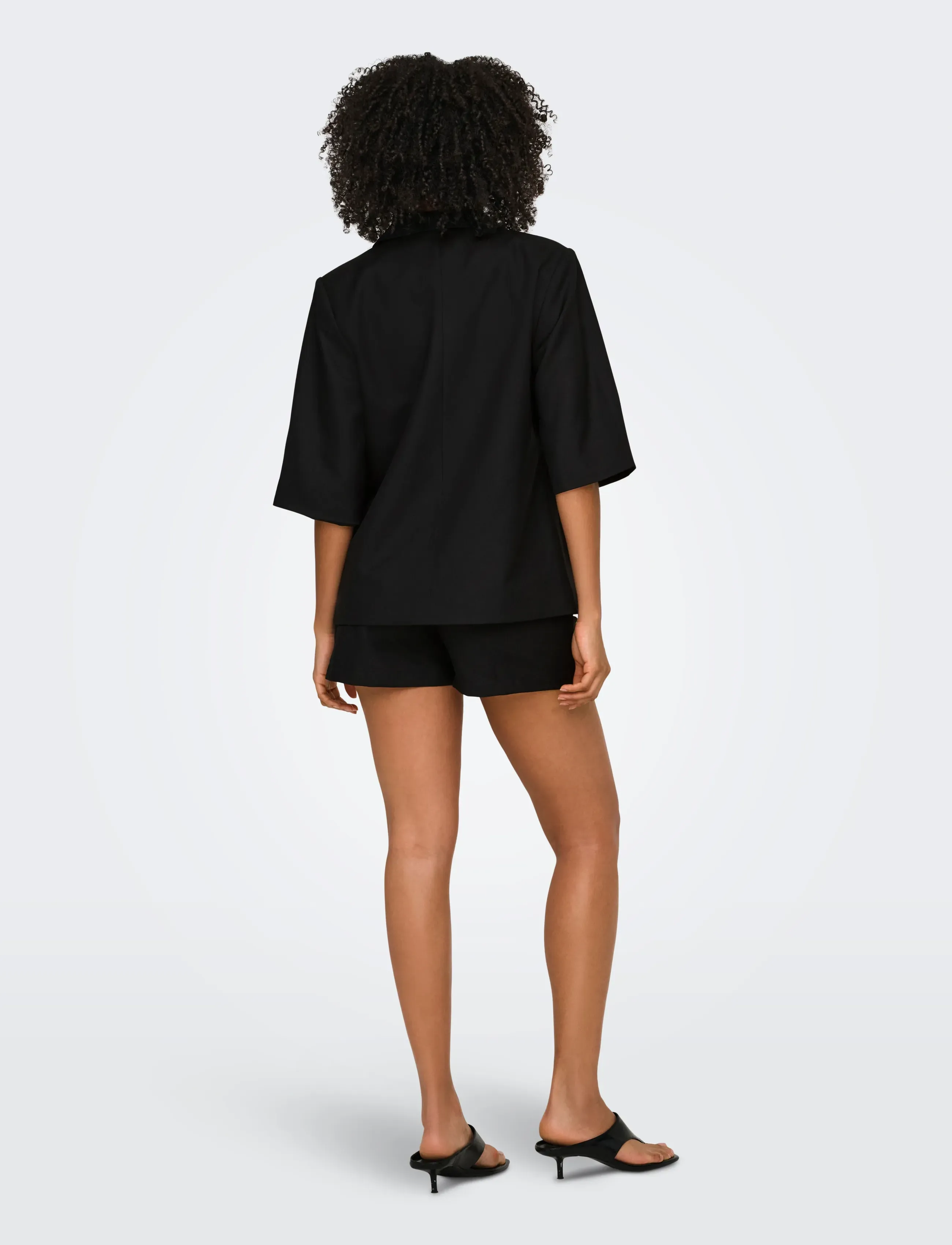 ONLY - ONLBAIA 2/4 LINEN BL BLAZER TLR - single breasted blazers - black - 3