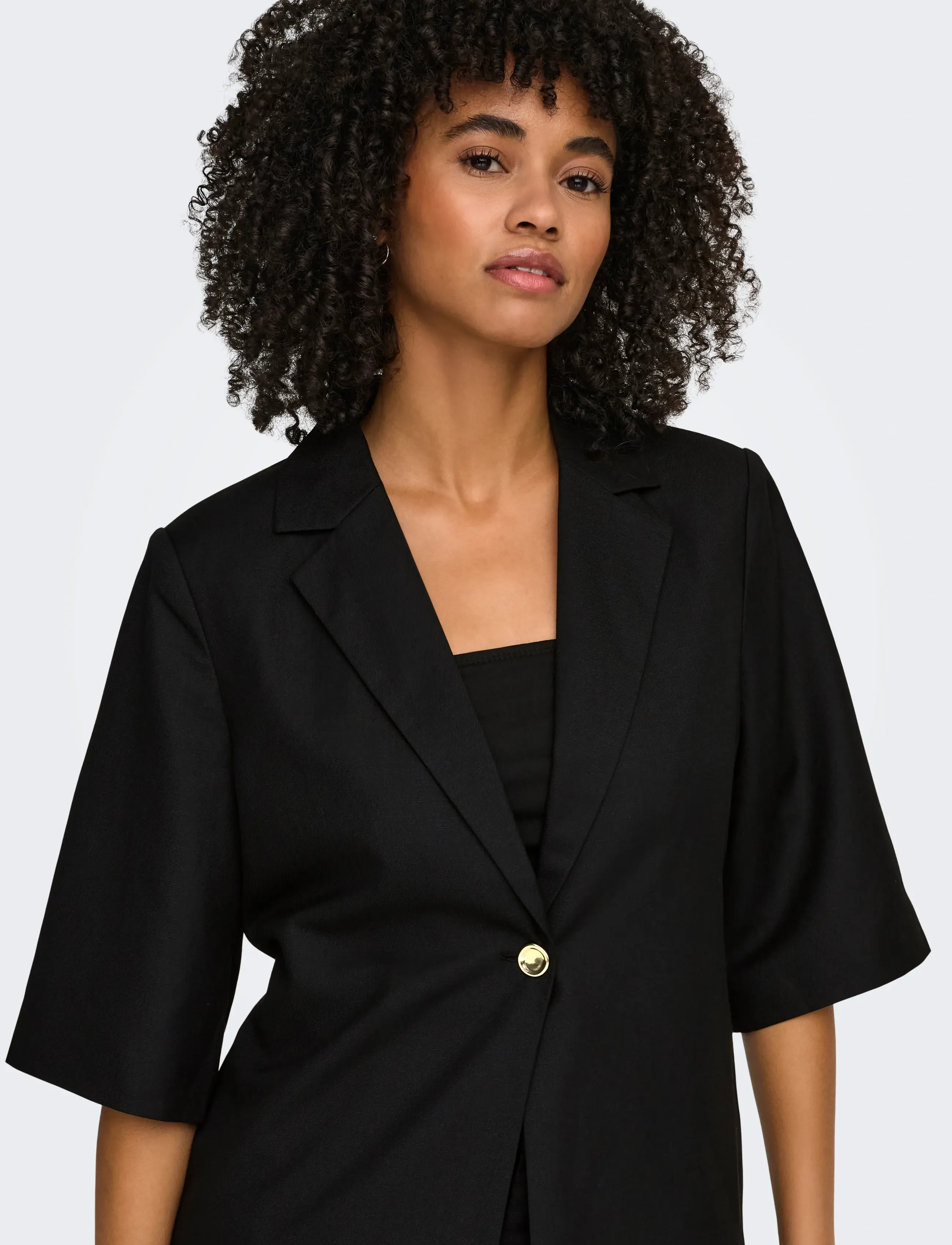 ONLY - ONLBAIA 2/4 LINEN BL BLAZER TLR - single breasted blazers - black - 5