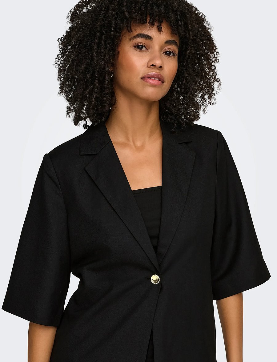ONLY - ONLBAIA 2/4 LINEN BL BLAZER TLR - enkeltspente blazere - black - 5