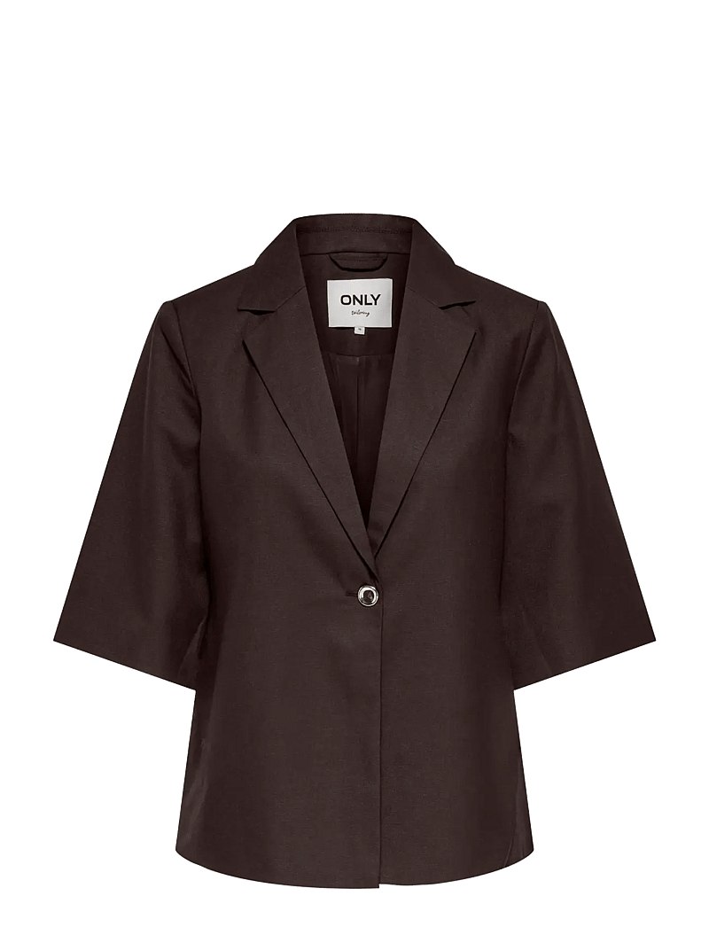 ONLY - ONLBAIA 2/4 LINEN BL BLAZER TLR - enkeltradede blazere - coffee bean - 1