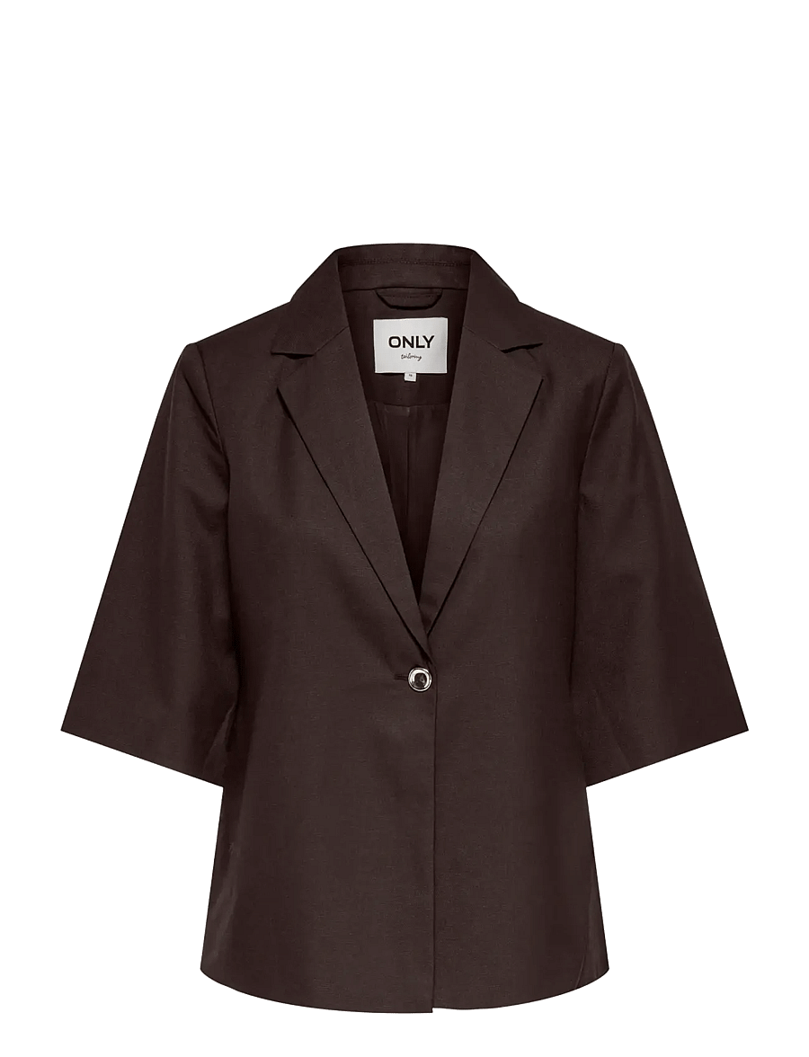 ONLY - ONLBAIA 2/4 LINEN BL BLAZER TLR - enkeltspente blazere - coffee bean - 1
