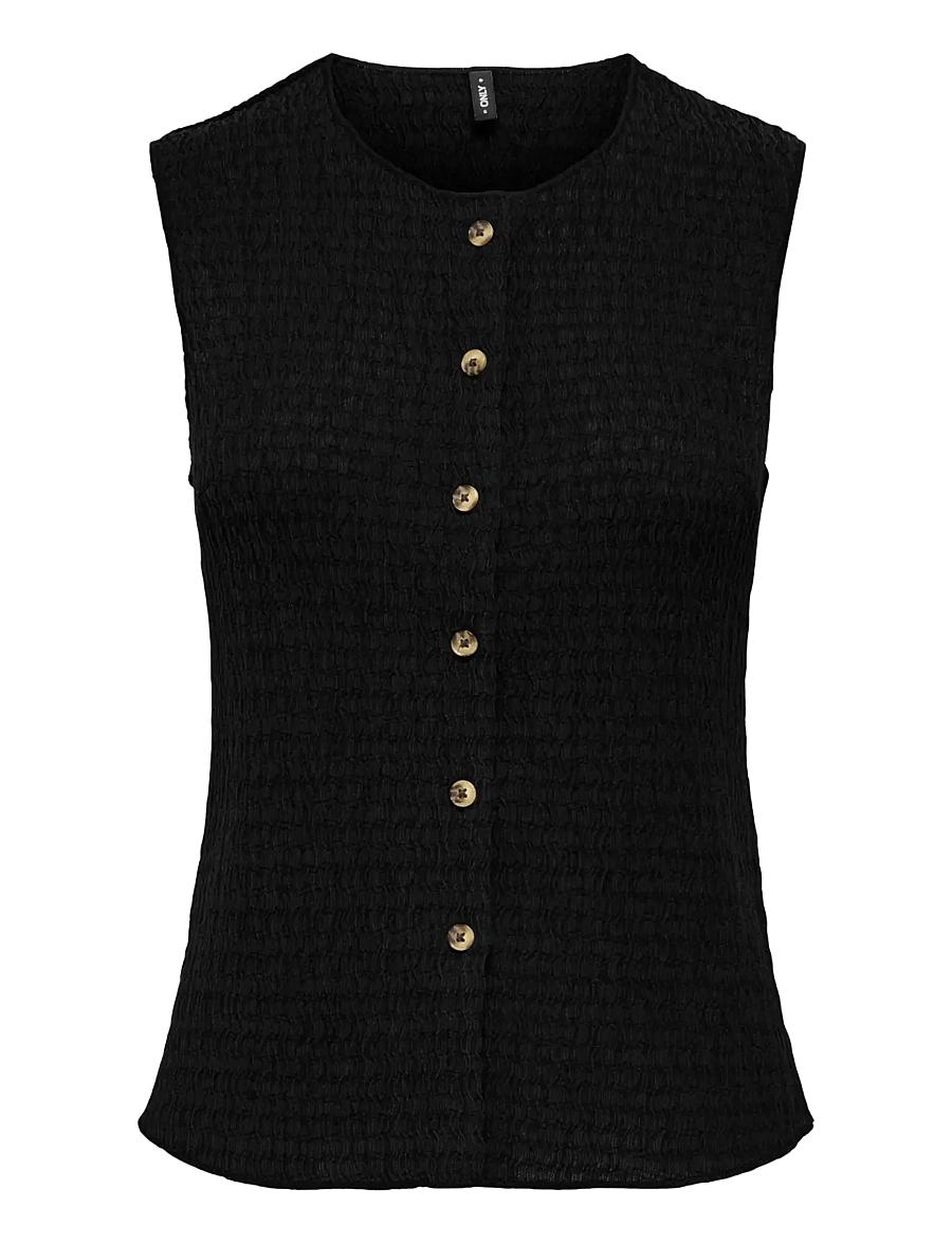 ONLY - ONLILSE S/L STRUCTURE VEST JRS NOOS - gestrickte westen - black - 1