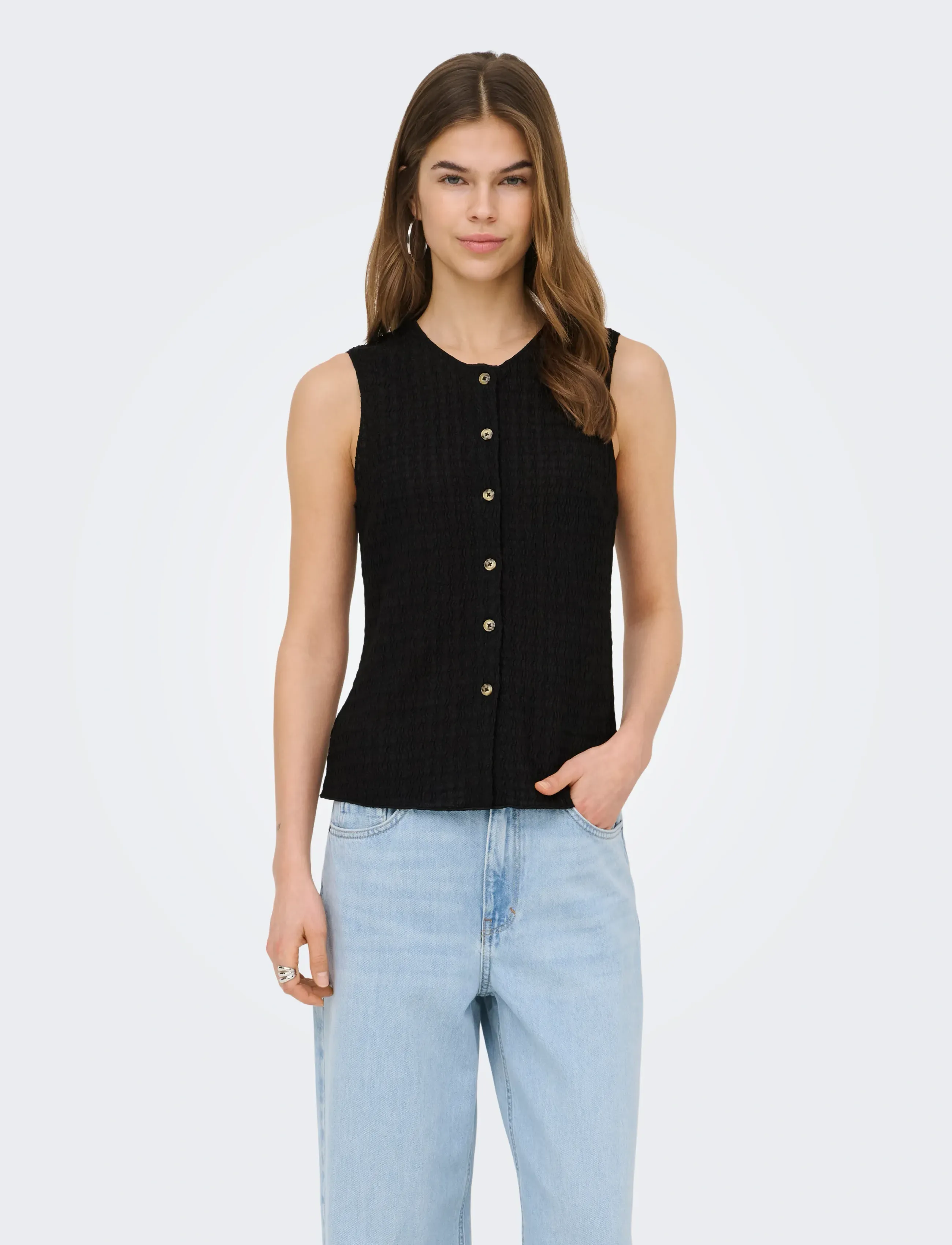 ONLY Onlilse S/L Structure Vest Jrs Noos, XS, Black, Veste > Strikkede Veste, Dame