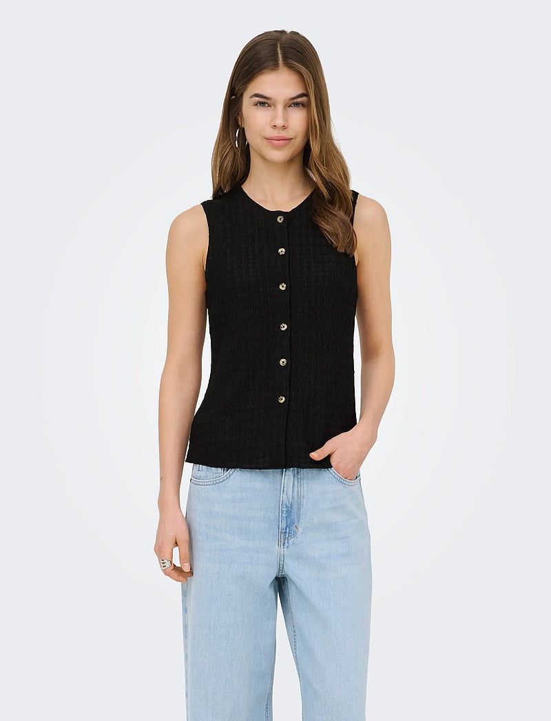 ONLY - ONLILSE S/L STRUCTURE VEST JRS NOOS - gestrickte westen - black - 0