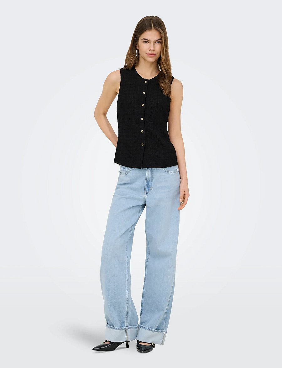 ONLY - ONLILSE S/L STRUCTURE VEST JRS NOOS - gestrickte westen - black - 4