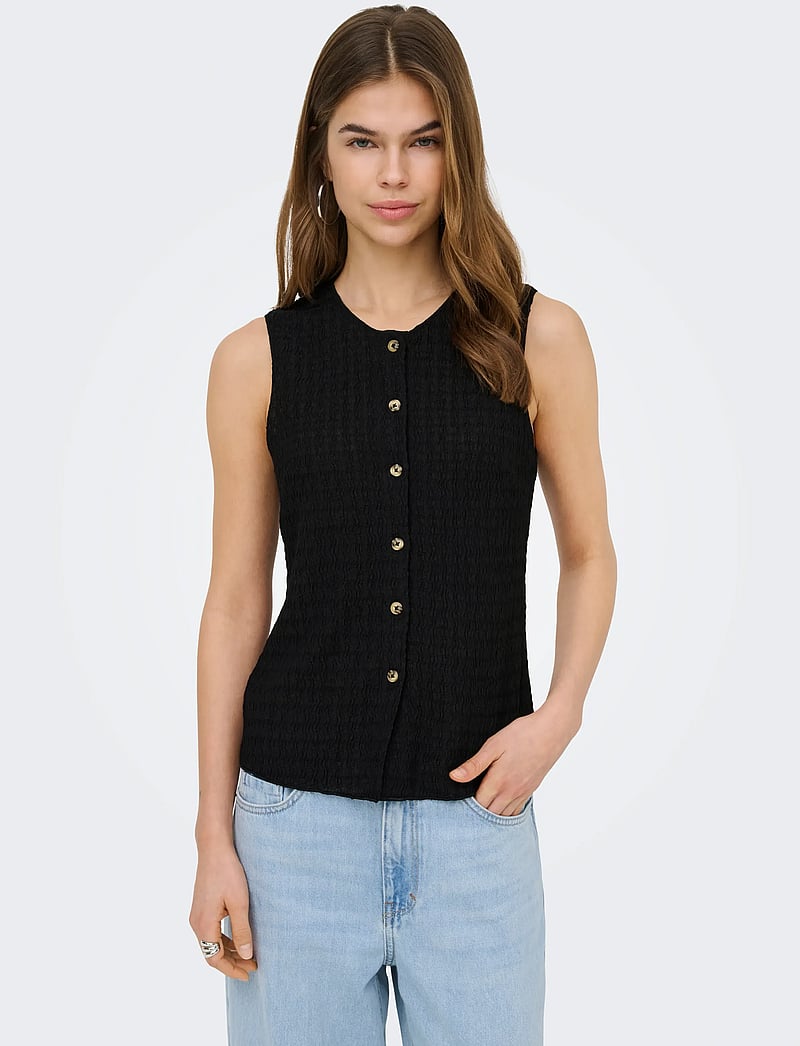 ONLY - ONLILSE S/L STRUCTURE VEST JRS NOOS - gestrickte westen - black - 5