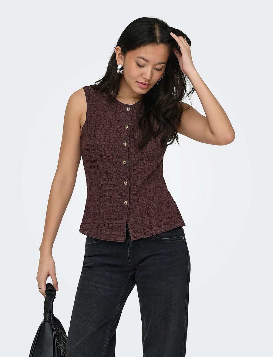 ONLY - ONLILSE S/L STRUCTURE VEST JRS NOOS - strickwesten - deep mahogany - 0