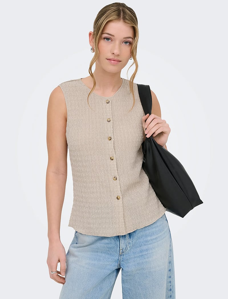 ONLY - ONLILSE S/L STRUCTURE VEST JRS NOOS - gestrickte westen - silver lining - 5