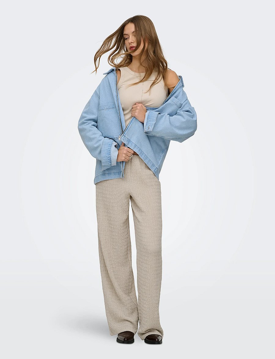 ONLY - ONLILSE PANT STRUCTURE JRS NOOS - hosen mit weitem bein - silver lining - 5