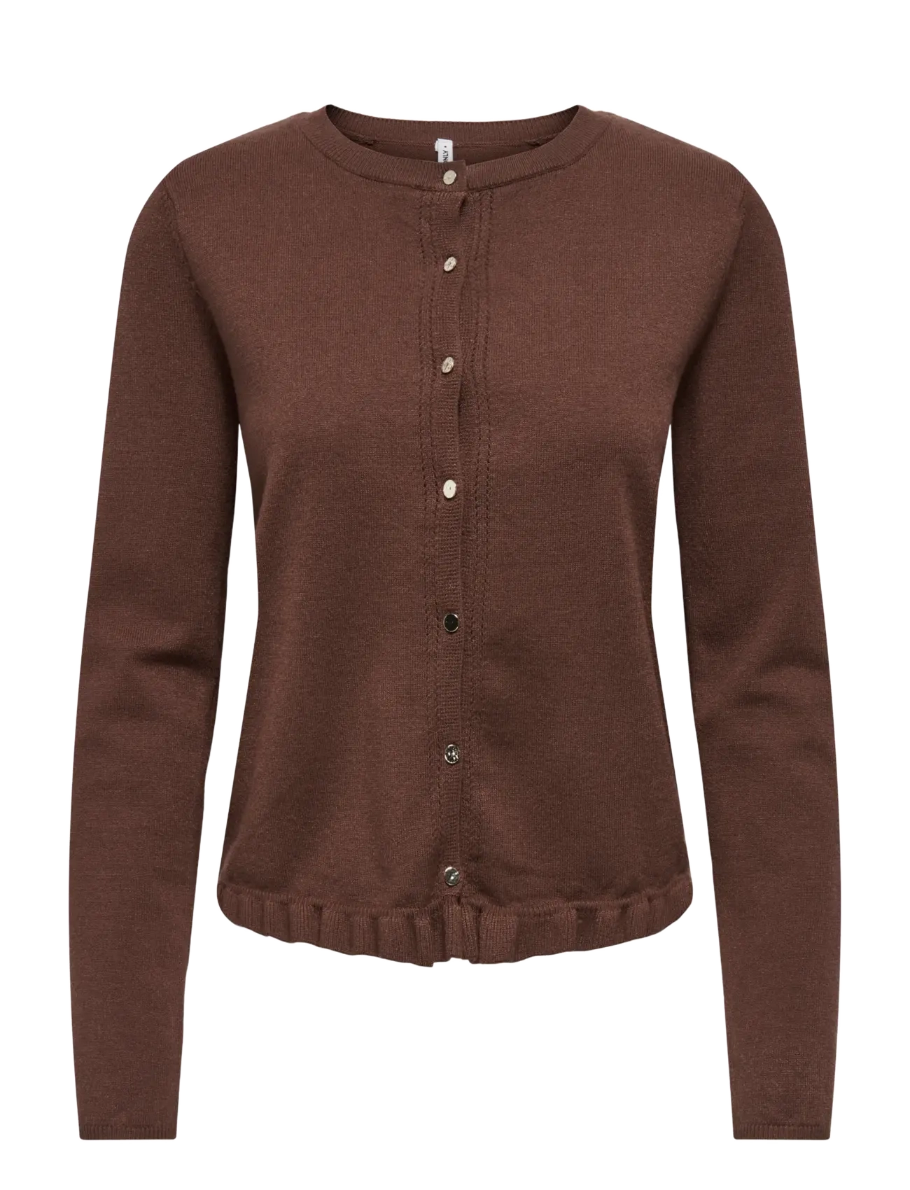 ONLY ONLCINDEREL LS O-NECK FRILL CARDI CC KNT - Riided - COFFEE BEAN / brown