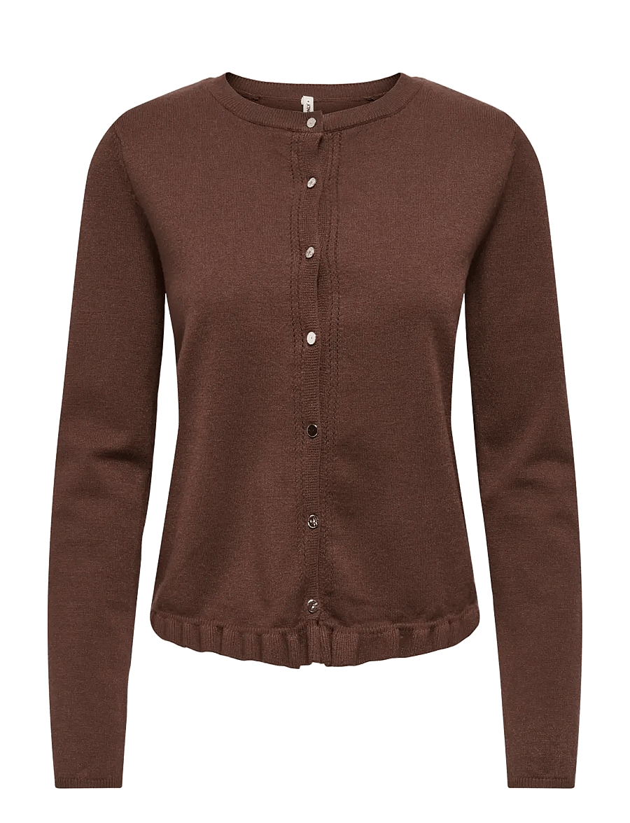 ONLY - ONLCINDEREL LS O-NECK FRILL CARDI CC KNT - coffee bean - 1