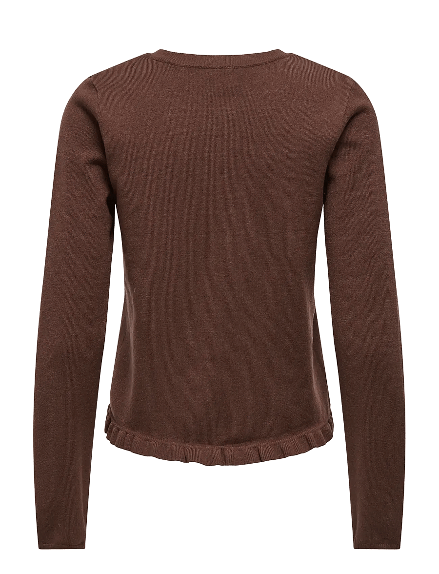 ONLY - ONLCINDEREL LS O-NECK FRILL CARDI CC KNT - coffee bean - 2