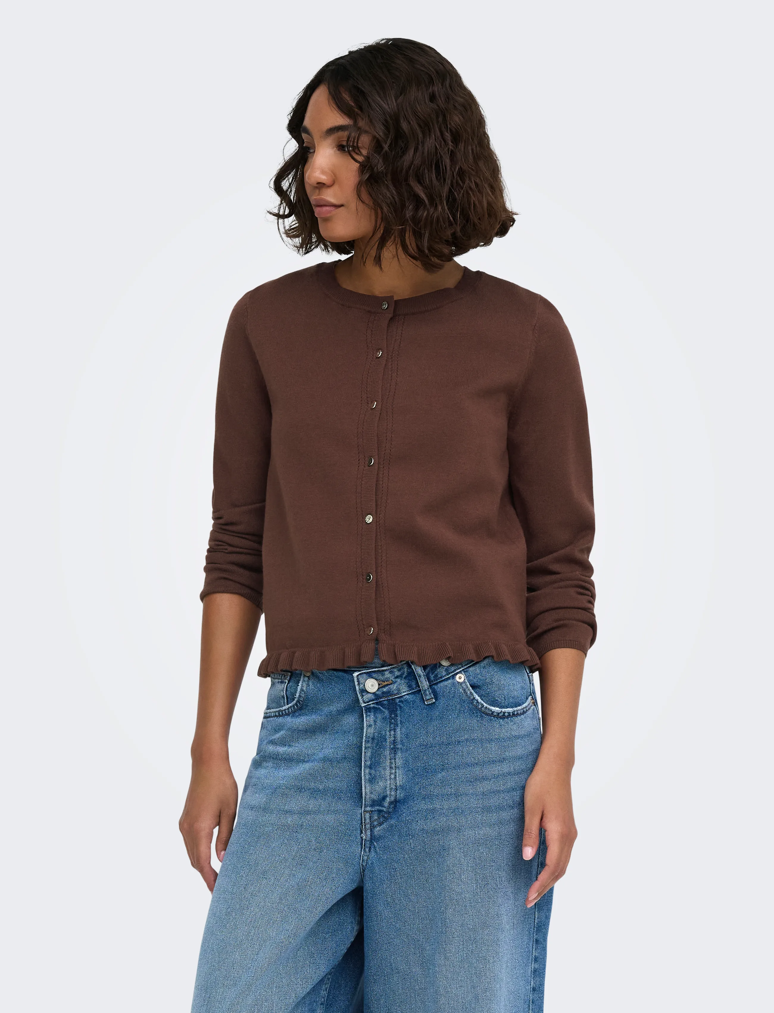 Onlcinderel Ls O-Neck Frill Cardi Cc Knt