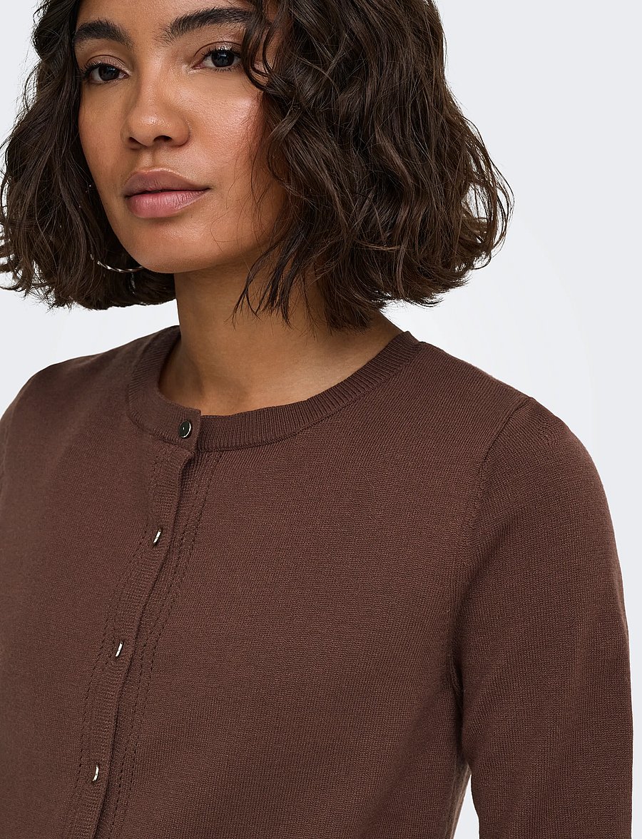 ONLY - ONLCINDEREL LS O-NECK FRILL CARDI CC KNT - coffee bean - 5