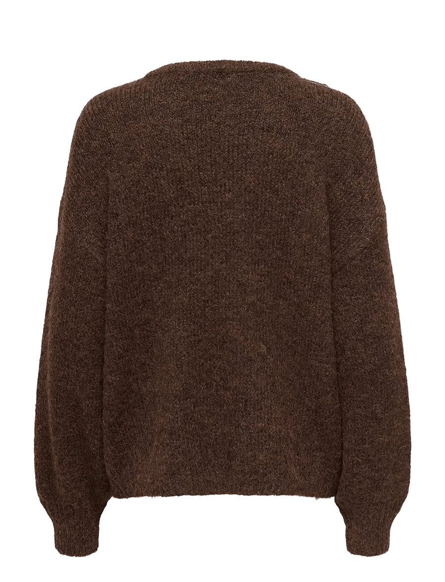 ONLY - ONLNELLIE LS O-NECK KNT NOOS - coffee bean - 2