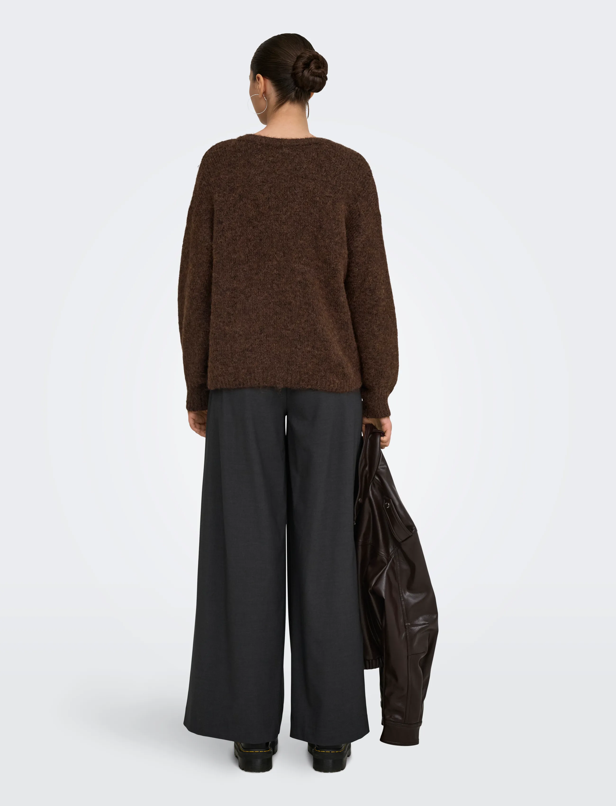 ONLY - ONLNELLIE LS O-NECK KNT NOOS - coffee bean - 3