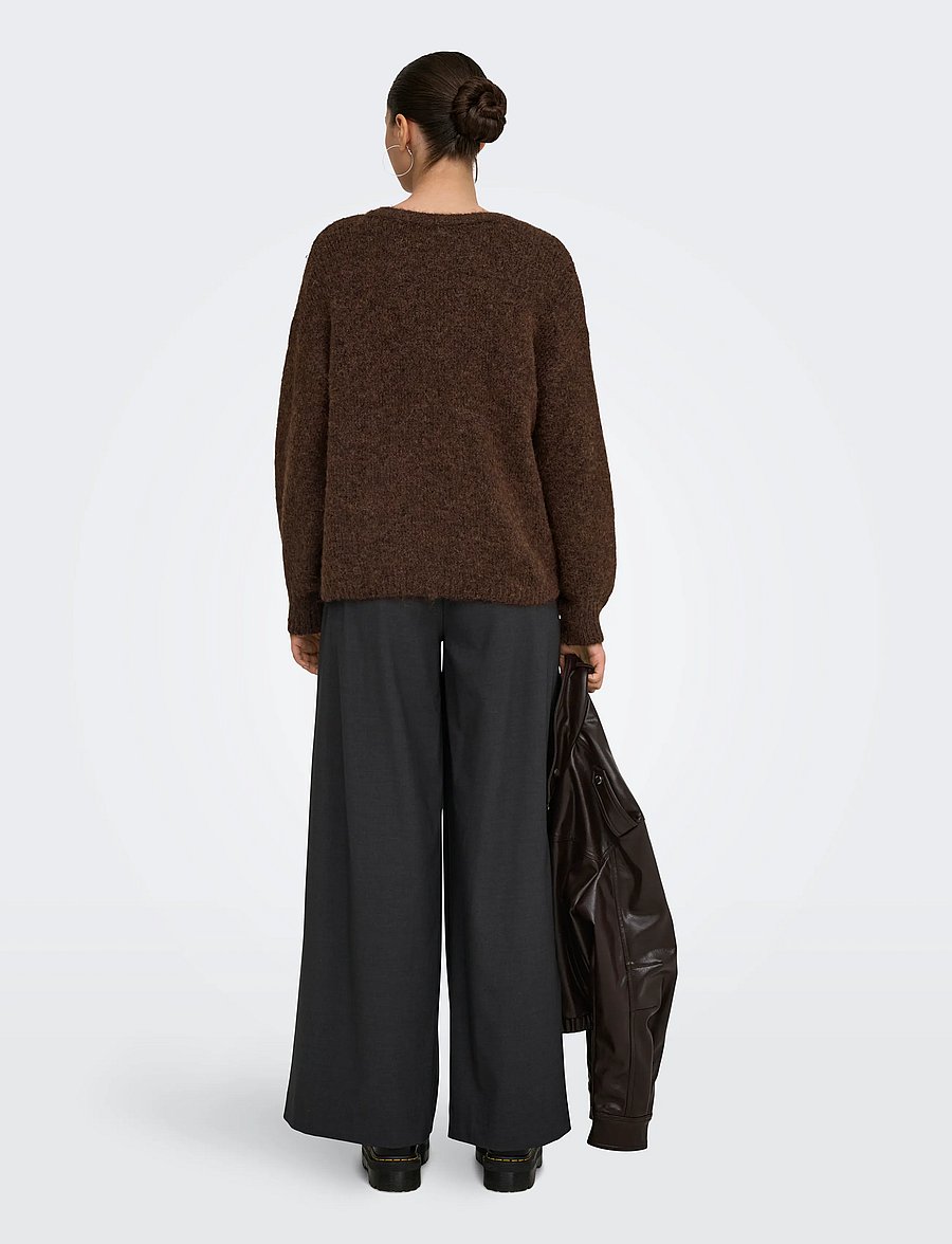 ONLY - ONLNELLIE LS O-NECK KNT NOOS - coffee bean - 3