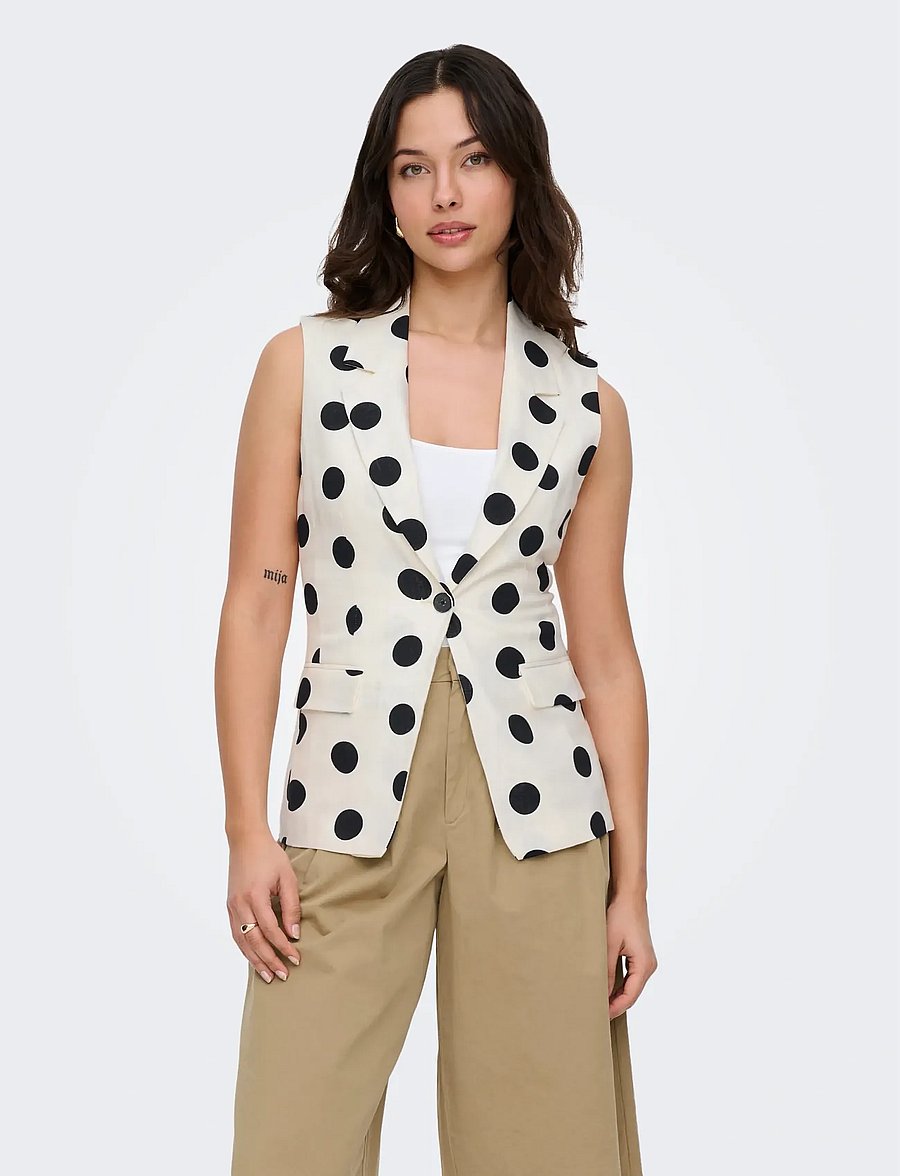 ONLY - ONLVIESTA S/L LINEN BL WAISTCOAT TLR - Ülikonna vestid - cloud dancer - 0