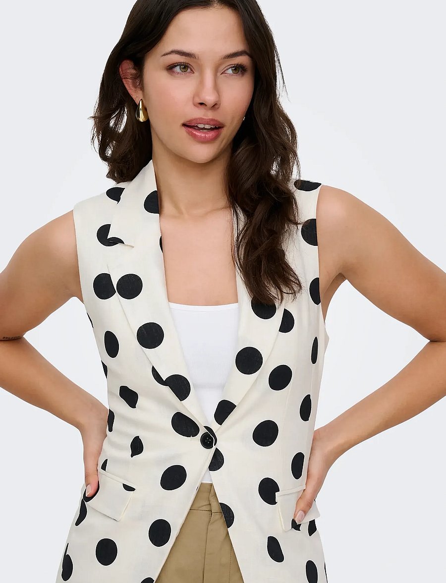 ONLY - ONLVIESTA S/L LINEN BL WAISTCOAT TLR - Ülikonna vestid - cloud dancer - 5