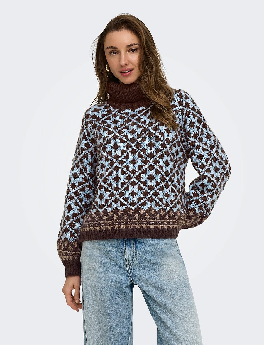 ONLY - ONLCARO LS ROLLNECK CC KNT - stickade tröjor - coffee bean - 0