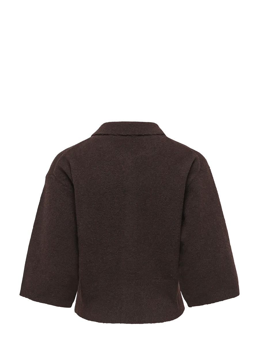 ONLY - ONLMACEY 3/4 POLO CARDIGAN NCA KNT - cardigans - coffee bean - 2