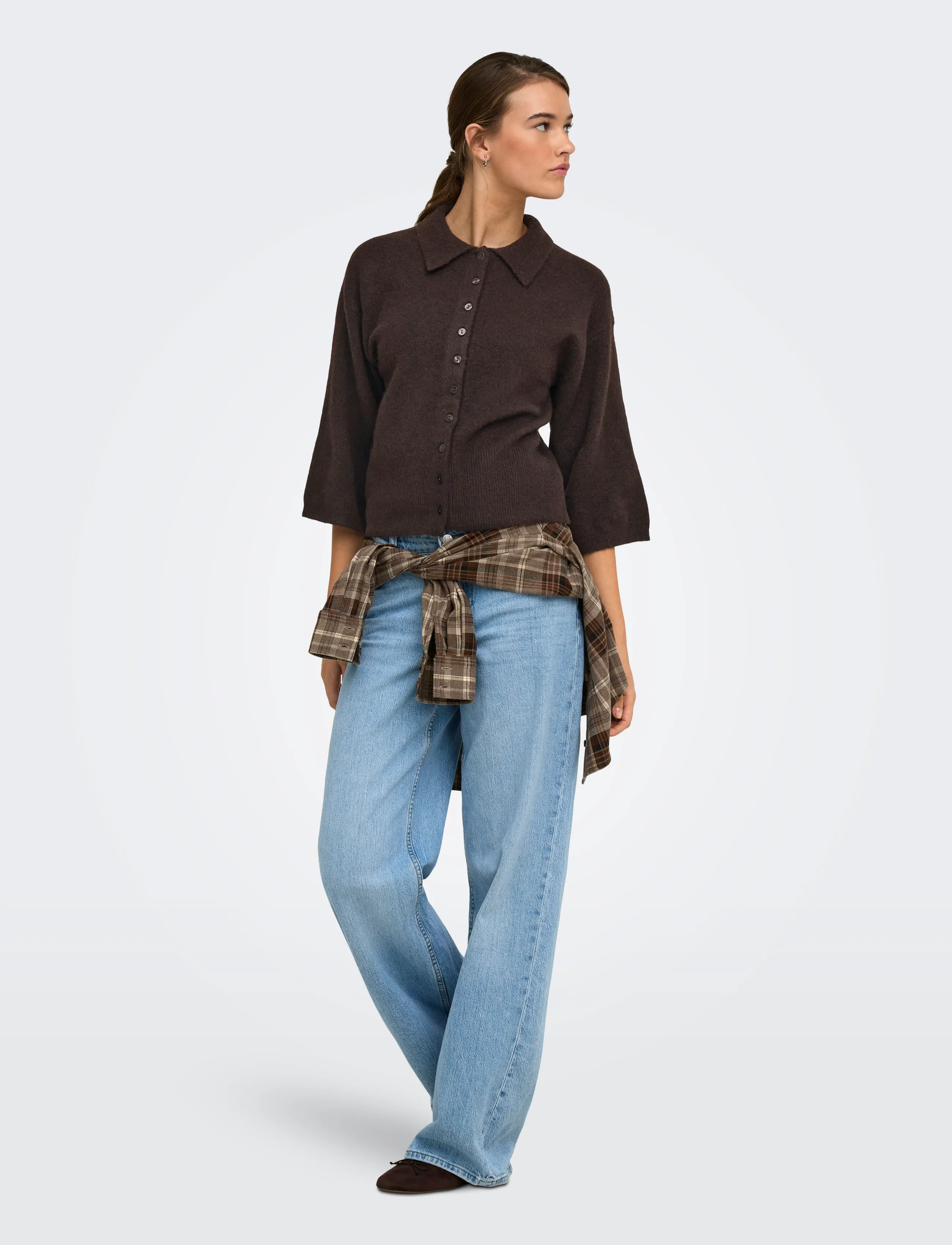 ONLY - ONLMACEY 3/4 POLO CARDIGAN NCA KNT - koftor - coffee bean - 4