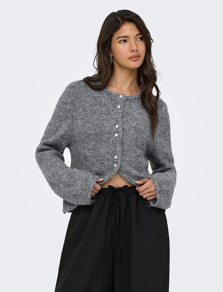 ONLY - ONLZAGGIE LS BUTTON CARDI CC KNT - dark grey melange - 0