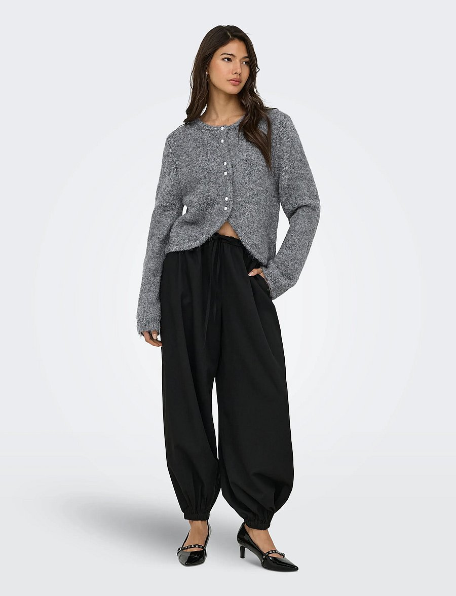 ONLY - ONLZAGGIE LS BUTTON CARDI CC KNT - dark grey melange - 4
