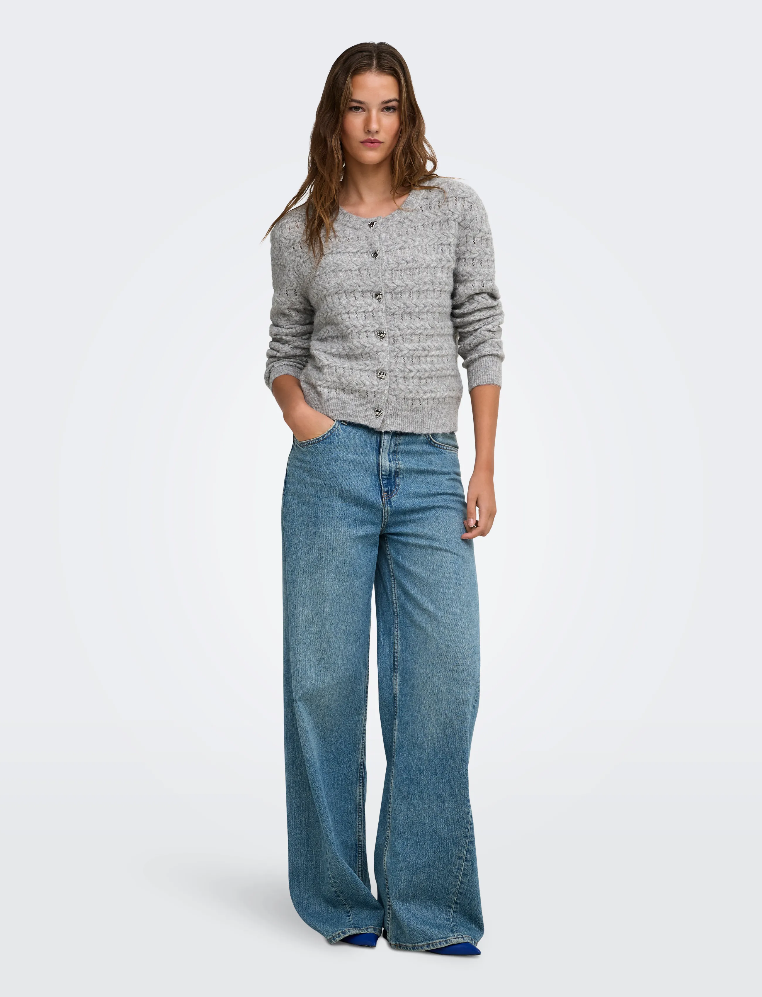 ONLY - ONLCABALA LS CABEL CARDIGAN CC KNT - herbstliche kleidung - medium grey melange - 4