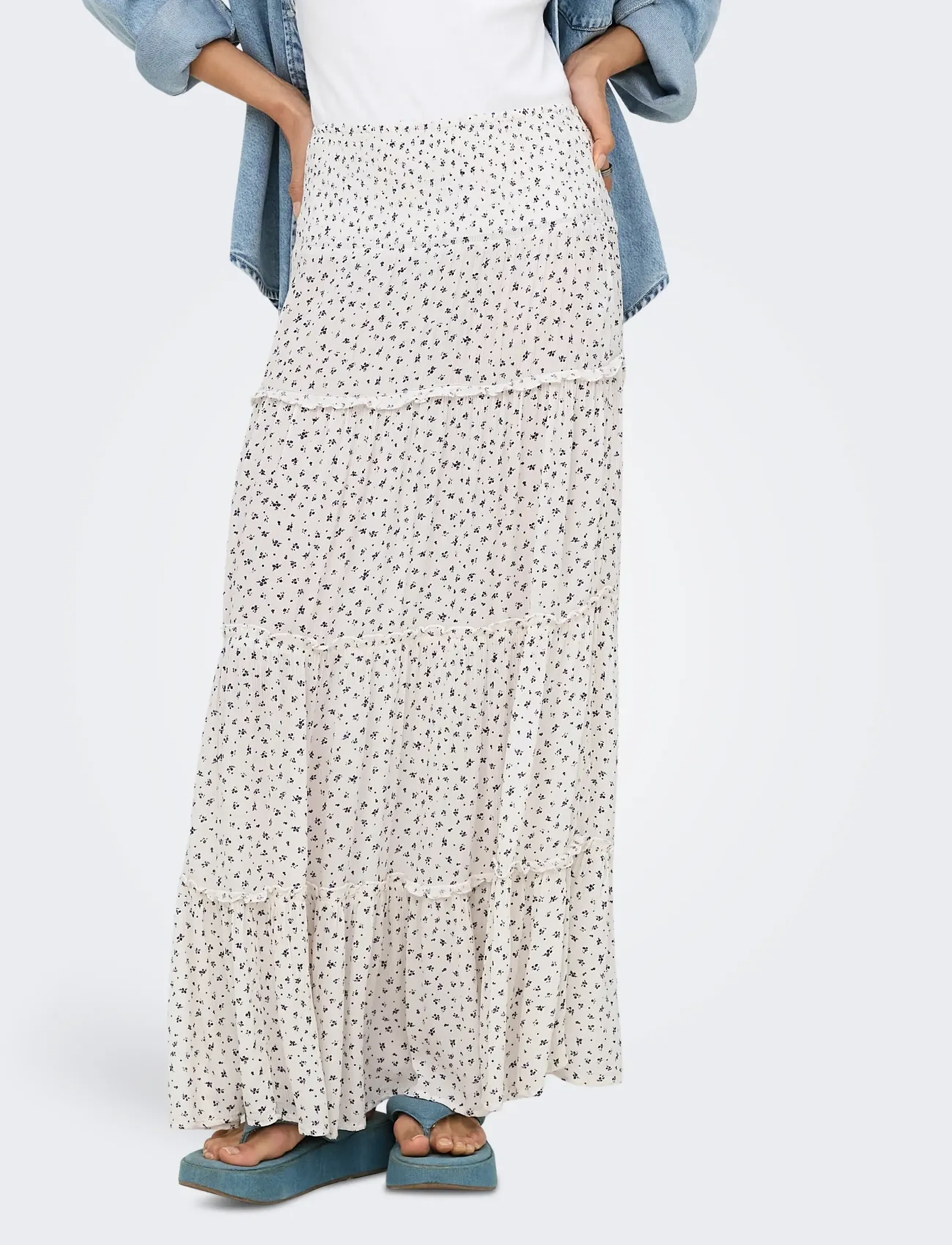 ONLY ONLFERNANDA LIFE LAYRED LONG SKIRT NOOS - Röcke - CLOUD DANCER / navy