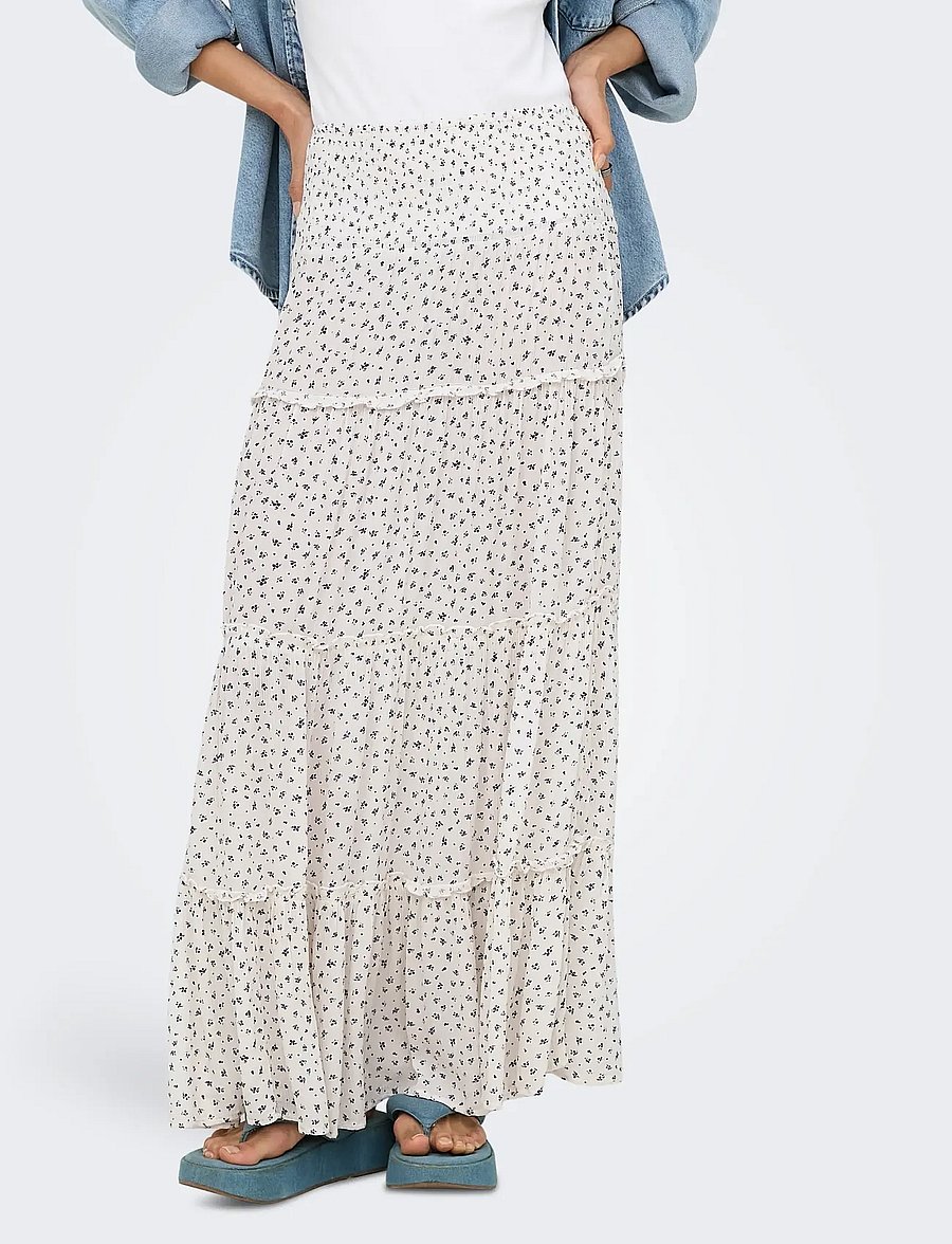 ONLY - ONLFERNANDA LIFE LAYRED LONG SKIRT NOOS - maksihameet - cloud dancer - 0