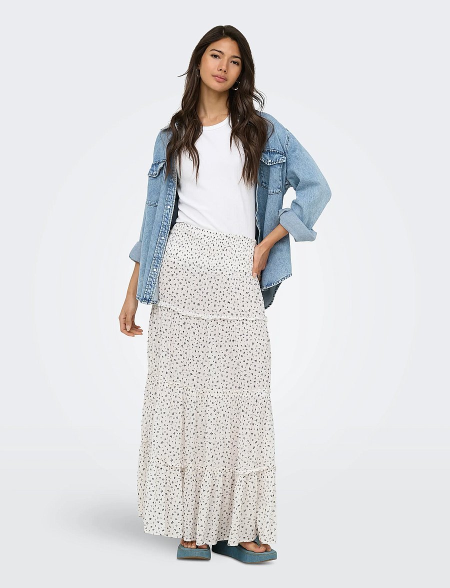 ONLY - ONLFERNANDA LIFE LAYRED LONG SKIRT NOOS - maksihameet - cloud dancer - 4