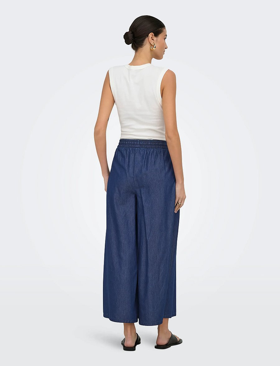 ONLY - ONLBEA BEAD HW WIDE PALAZZO DNM QYT - džinsi ar platām starām - dark blue denim - 3