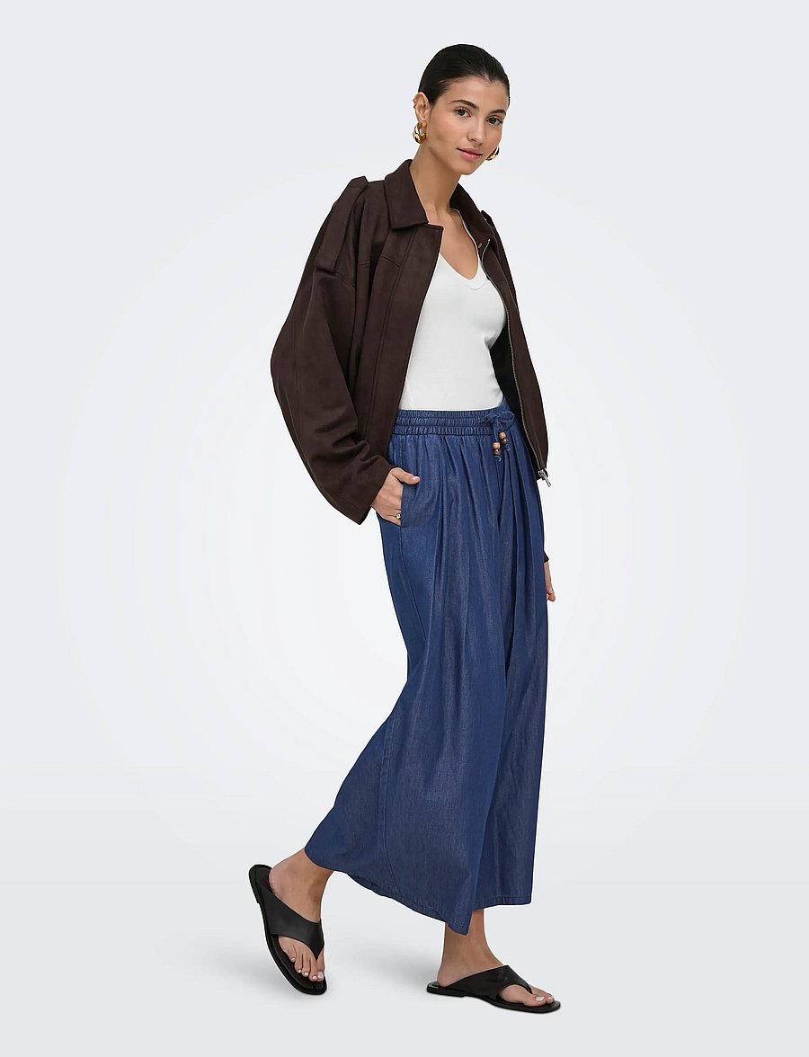 ONLY - ONLBEA BEAD HW WIDE PALAZZO DNM QYT - džinsi ar platām starām - dark blue denim - 4