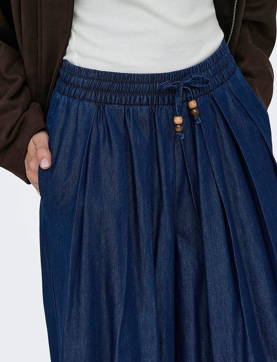 ONLY - ONLBEA BEAD HW WIDE PALAZZO DNM QYT - džinsi ar platām starām - dark blue denim - 5
