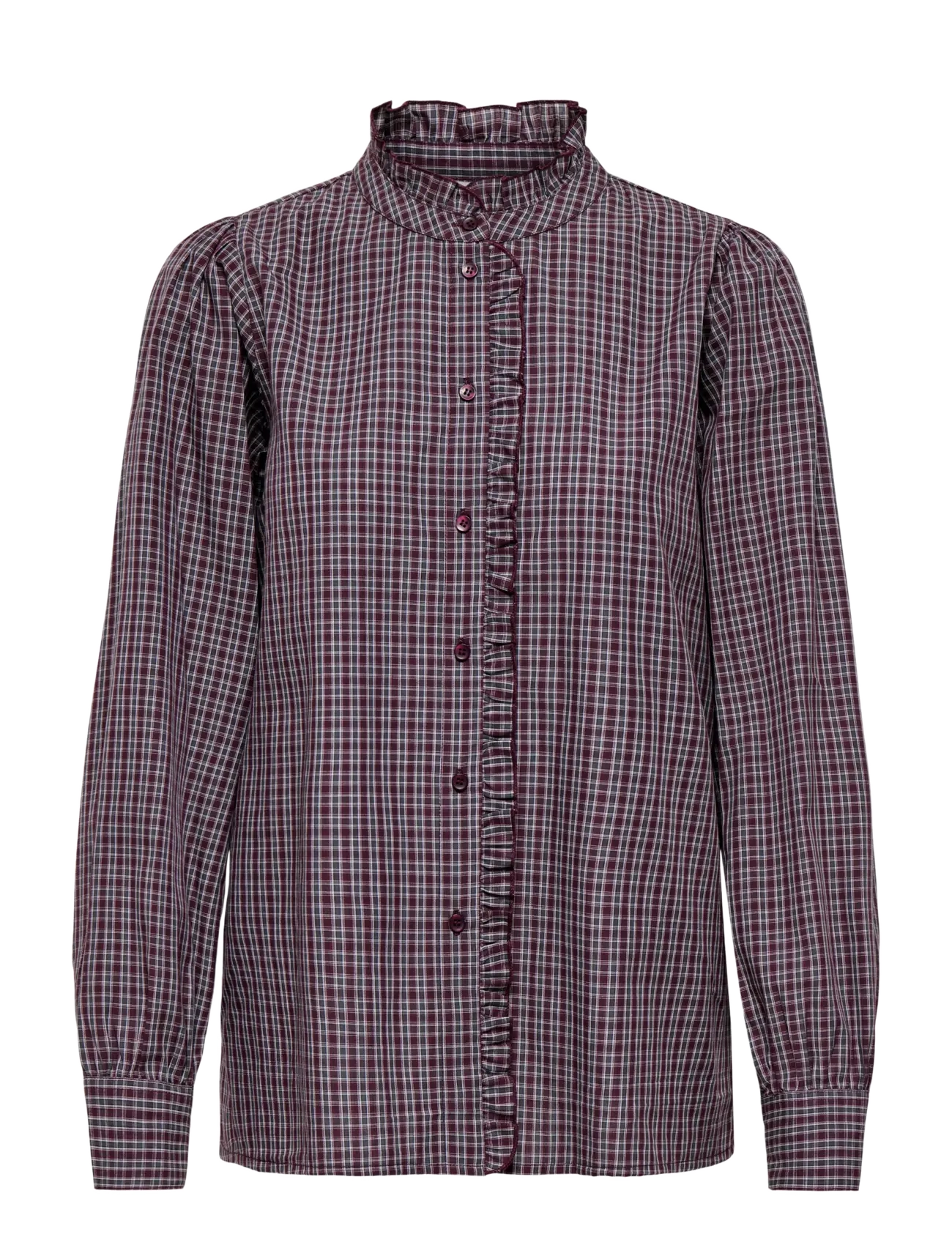 ONLY ONLFENNA L/S CHECK SHIRT WVN - Kläder - WINETASTING / burgundy