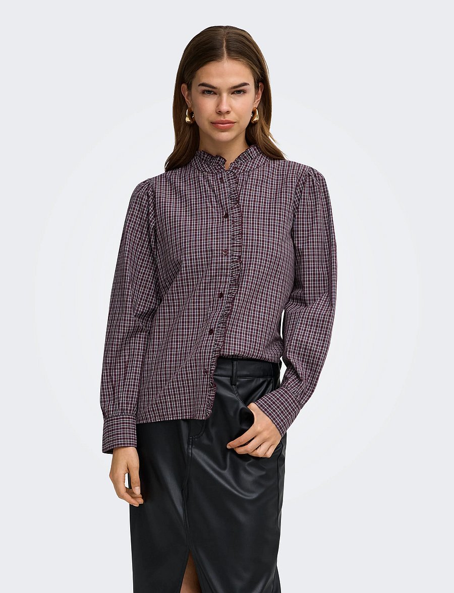 ONLY - ONLFENNA L/S CHECK SHIRT WVN - winetasting - 0