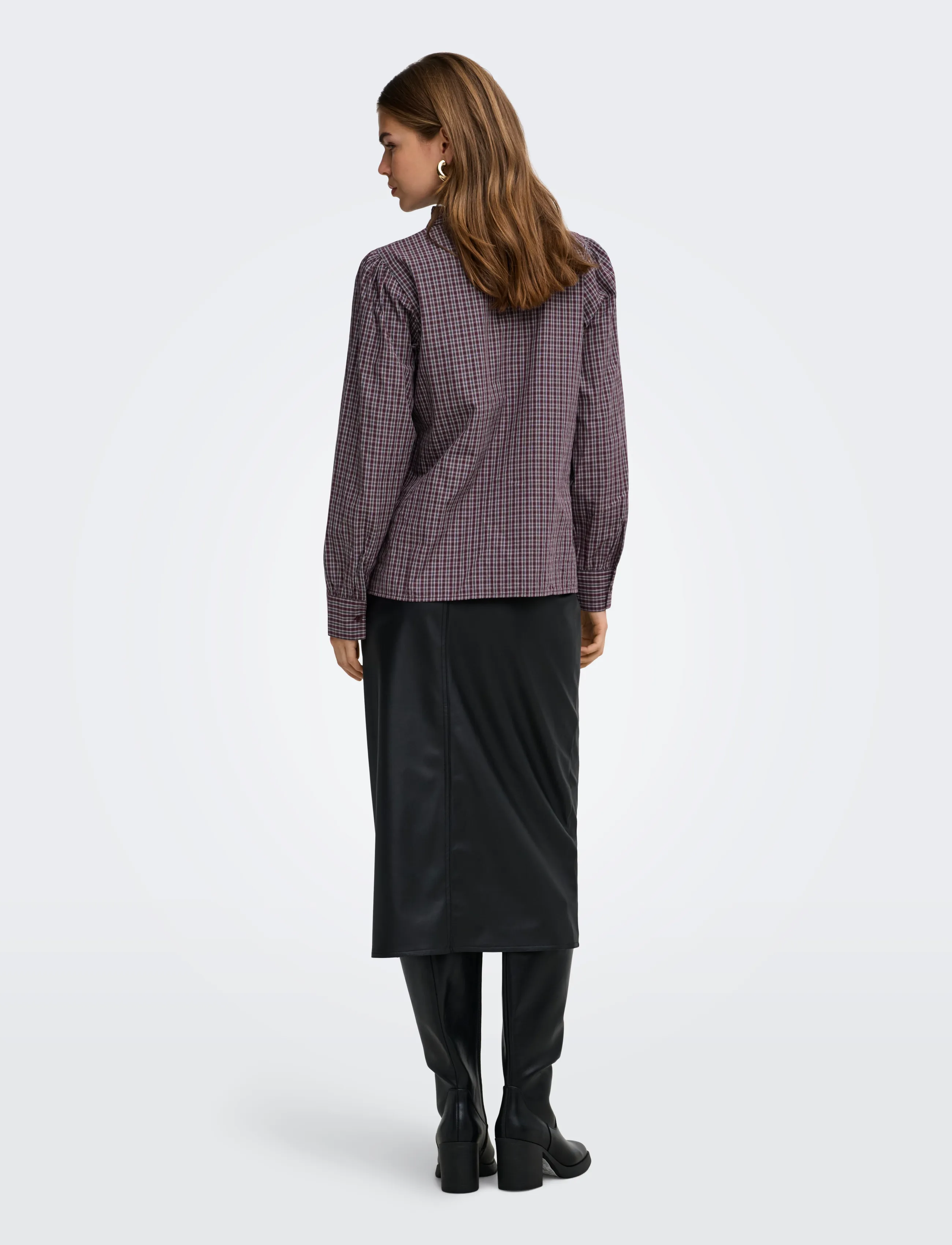 ONLY - ONLFENNA L/S CHECK SHIRT WVN - winetasting - 3