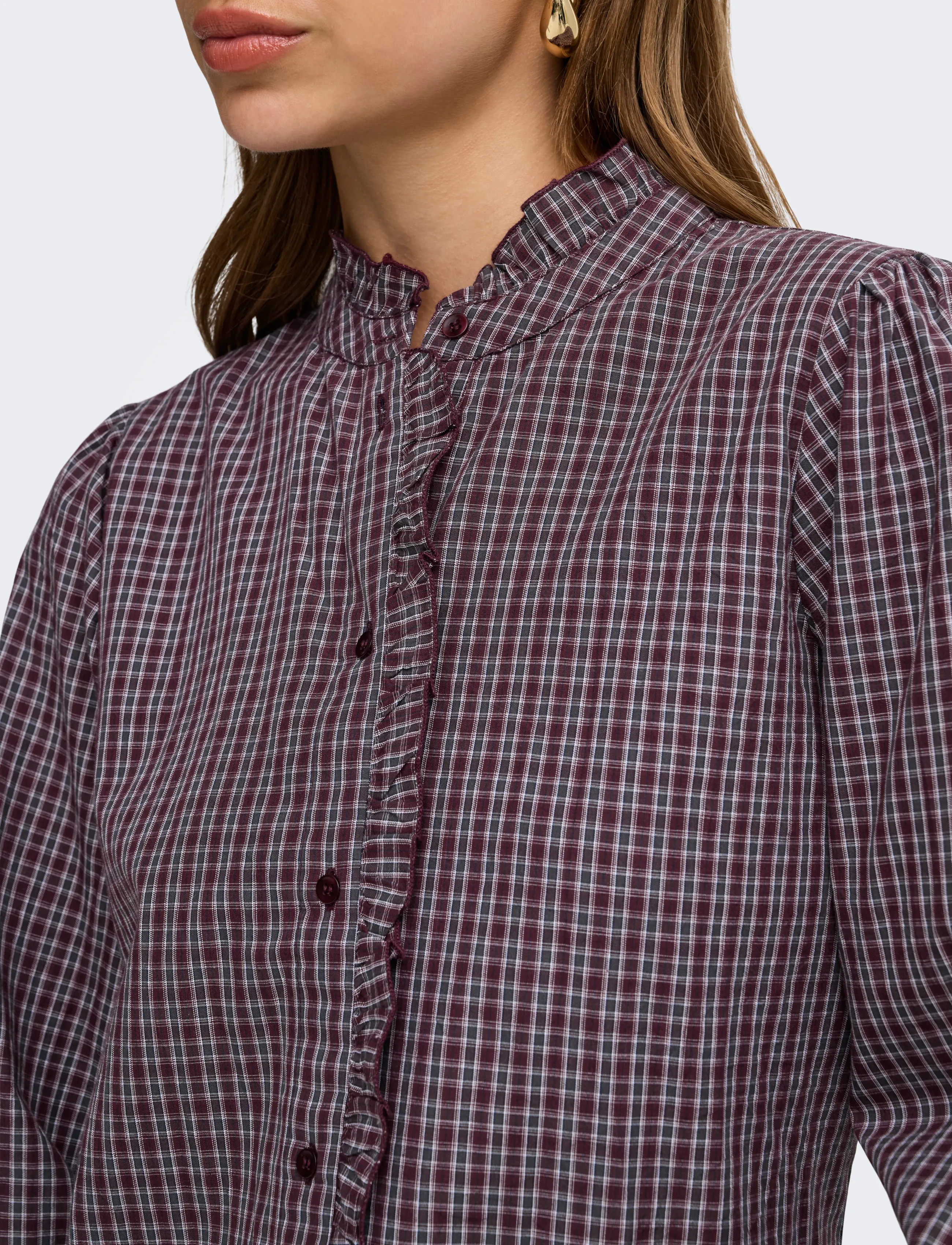 ONLY - ONLFENNA L/S CHECK SHIRT WVN - winetasting - 5