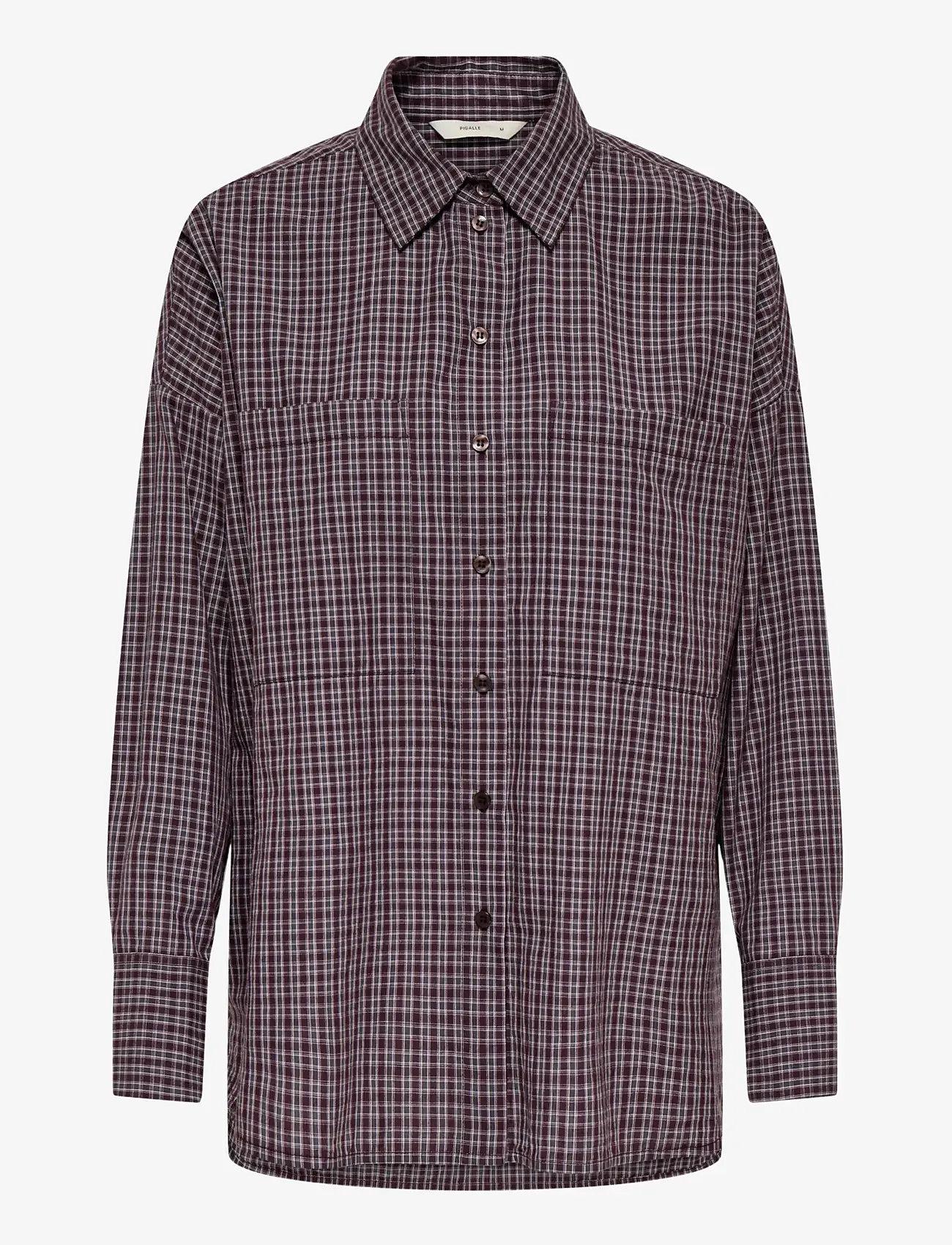 ONLY - ONLFENNA L/S OVERSIZE CHECK SHIRT WVN - långärmade skjortor - winetasting - 0