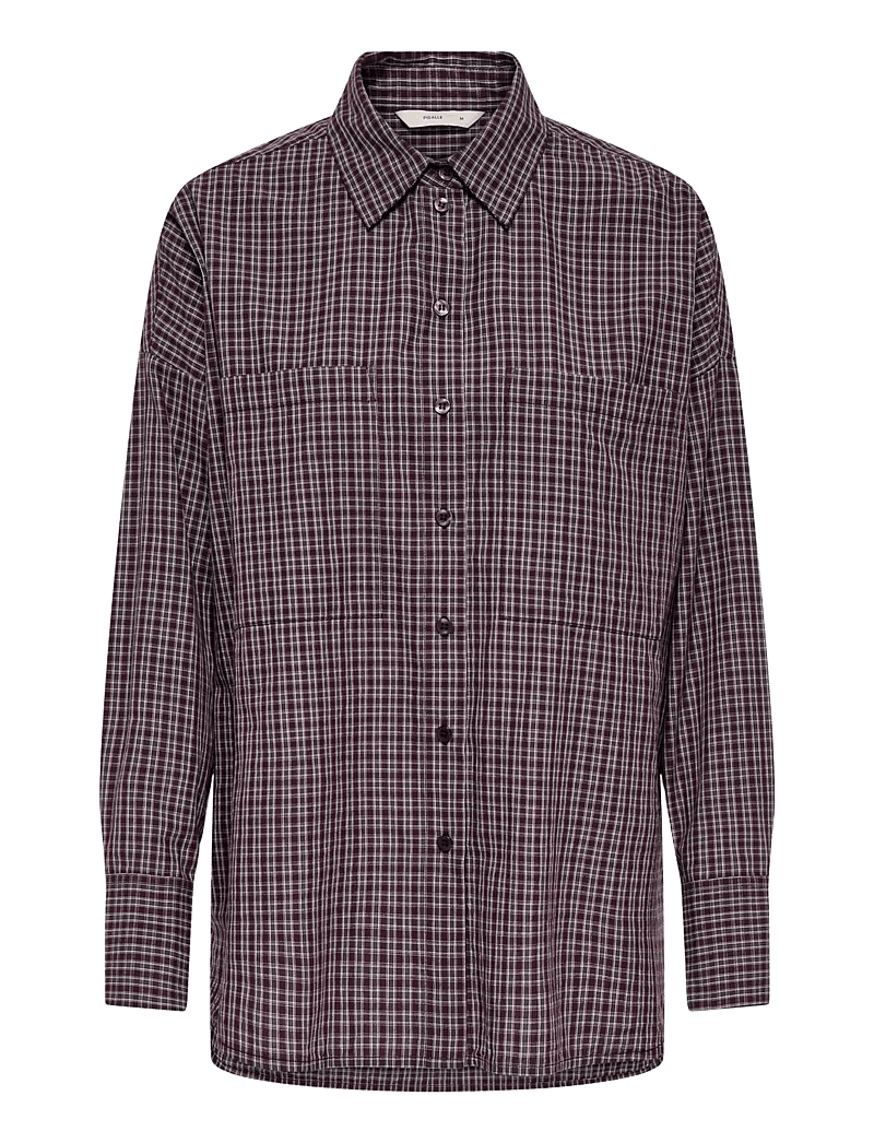 ONLY - ONLFENNA L/S OVERSIZE CHECK SHIRT WVN - pitkähihaiset kauluspaidat - winetasting - 0