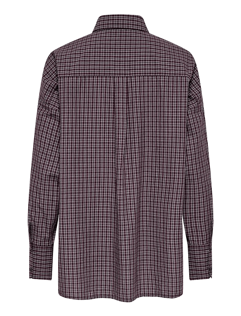 ONLY - ONLFENNA L/S OVERSIZE CHECK SHIRT WVN - pitkähihaiset kauluspaidat - winetasting - 1