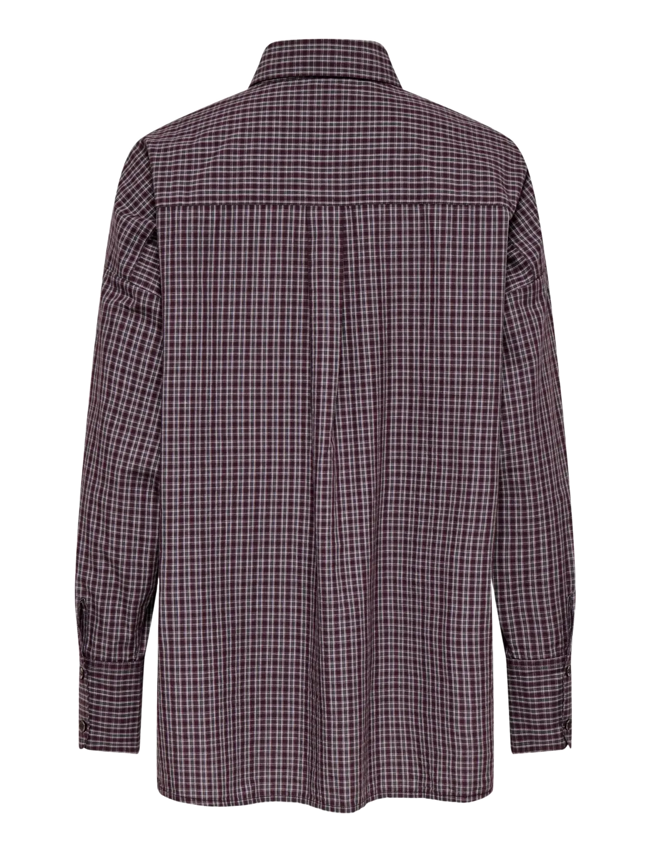 ONLY - ONLFENNA L/S OVERSIZE CHECK SHIRT WVN - koszule z długimi rękawami - winetasting - 2