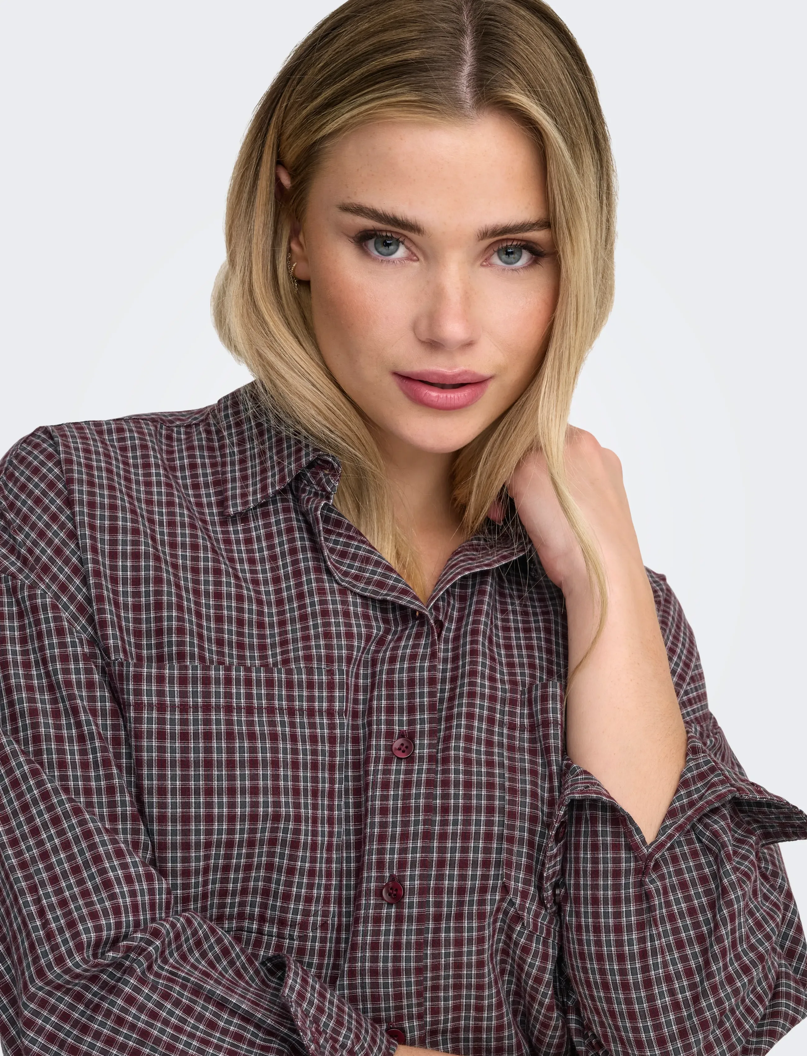 ONLY Onlfenna L/S Oversize Check Shirt Wvn skjortor dam – bild 6