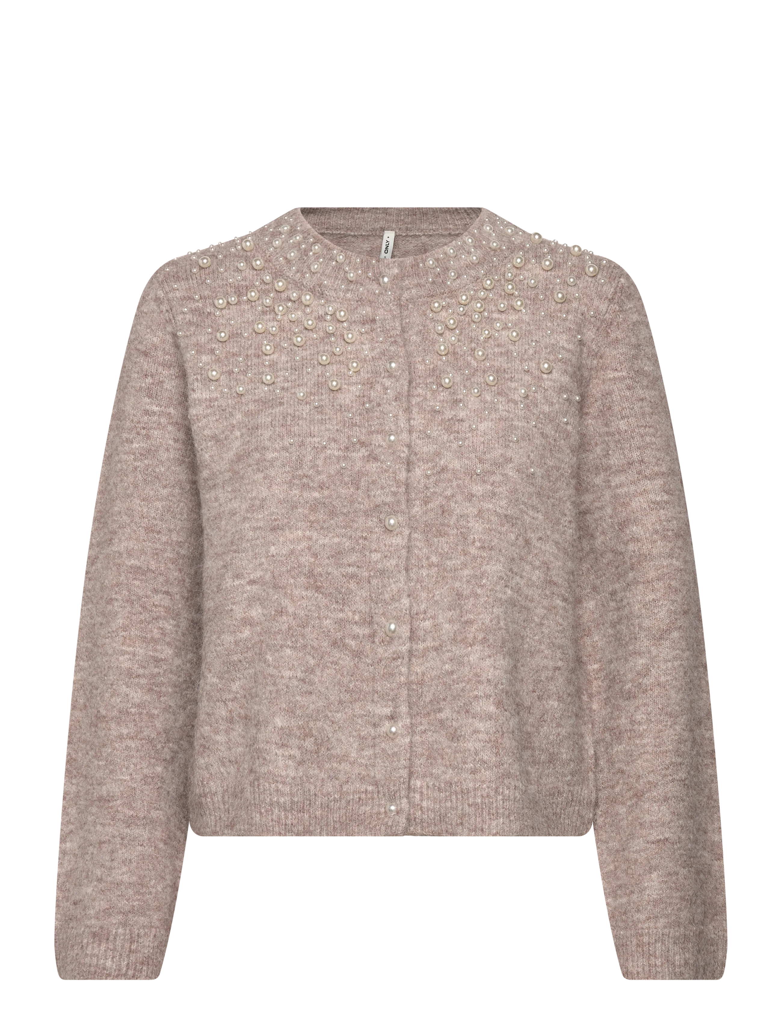 ONLY ONLMIGGIE LS O-NECK PEARL CARDIGA EX KNT - Clothing - MALT BALL / beige