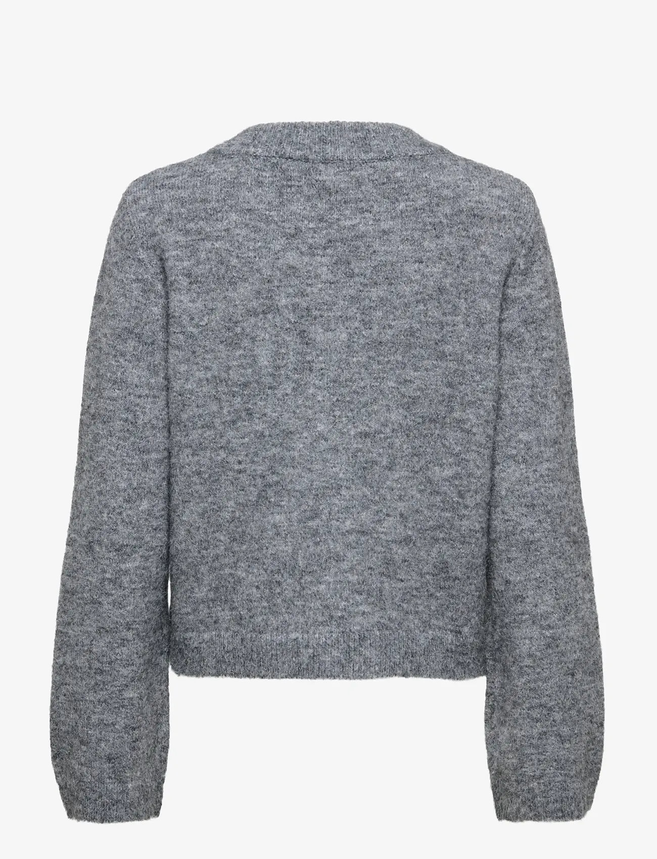 ONLY - ONLMIGGIE LS O-NECK PEARL CARDIGA EX KNT - cardigans - medium grey melange - 2