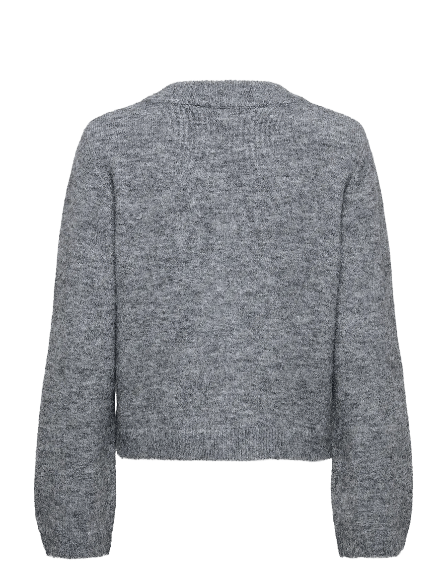ONLY - ONLMIGGIE LS O-NECK PEARL CARDIGA EX KNT - cardigans - medium grey melange - 2